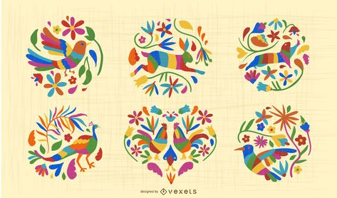 Mexican Otomi Style Animal Design Set #AD , #Sponsored, #SPONSORED, #Style, #Set, #Design, #Otomi Otomi Art, Mexican Embroidery Designs, Mexican Otomi, Otomi Embroidery, Mexican Culture Art, Mexican Embroidery, Vector Graphics Design, Mexican Designs, Embroidery On Clothes