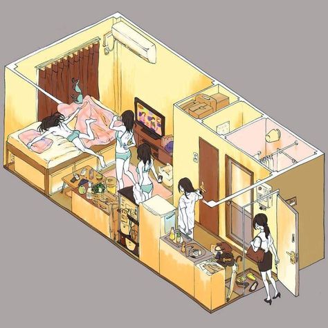 Zaibatsu Roblox Apartment, Anime Apartment Aesthetic, Japanese Apartment Interior Design, Isometric Art Room, Japanese Apartment Kitchen, Japanese Apartment Layout, Anime Apartment, Japanese Apartment Aesthetic, Draw Room