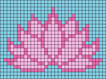 Cross Stitch Lotus Flower, Lotus Flower Perler Bead Patterns, Lotus Pixel Art, Lotus Flower Simple, Pixel Art Fleur, Cute Alpha Patterns, Alpha Pattern Crochet, Lotus Cross Stitch, Flower Pixel Art