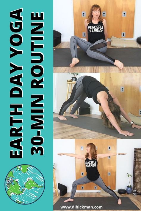 Earth Day Yoga Poses, Earth Day Yoga, 30 Minute Yoga, Tree Root, Healthy Happy Life, Warrior 2, Yoga Sequence, Happy Earth Day, Our Relationship