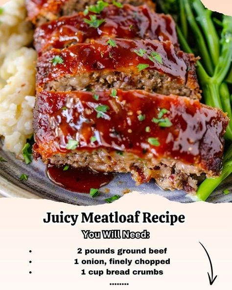 Juicy Meatloaf, Meatloaf Recipe, Meatloaf Recipes, Fresh Parsley, Meatloaf, Bread Crumbs, Ingredients Recipes, 1 Cup, Ground Beef