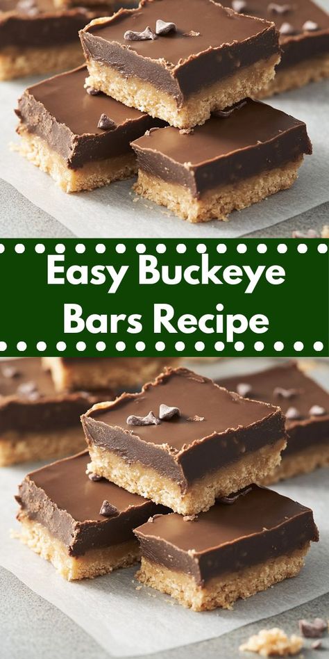 Need a sweet finish to your family dinner? This Buckeye Bars Recipe delivers a perfect blend of chocolate and peanut butter. It's a fun and simple dessert that will surely impress your guests! Buckeye Bars Recipe, Buckeye Bars, Buckeyes Recipe, Joy Of Baking, Christmas Desserts Easy, Chocolate And Peanut Butter, Peanut Butter Desserts, Peanut Butter Bars, No Bake Bars