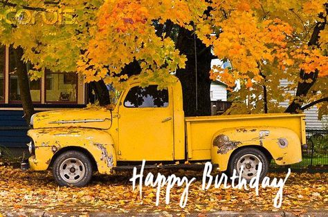 Old truck & happy birthday wishes Yellow Truck, Truck Quotes, Old Pickup, Old Pickup Trucks, Truck Yeah, Farm Trucks, Maple Tree, Us Cars, Ideas Quotes