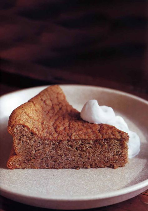 This almost flourless pecan torte is rich with pecans, eggs, and sugar. On top is a dollop of bourbon-spiked whipped cream. Great with coffee. Bourbon Whipped Cream Recipe, Pecan Torte, Bourbon Whipped Cream, Baked Alaska, Rum Cake, Unique Desserts, Specialty Cakes, Pantry Staples, Gluten Free Baking