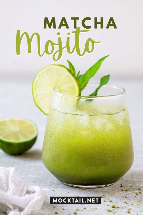 Matcha Mojito, Shrek Food, Mocktail Easy, Easy Refreshing Drinks, Matcha Cocktail, Mocktail Drink, Matcha Drink Recipes, Easy Mocktails, Bowl Cocktails