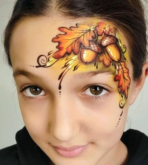 Fall Leaves Face Paint, Autumn Face Painting, Autumn Face Paint, Turkey Face Paint, Thanksgiving Face Paint, Mushroom Face Paint, Fall Facepainting, Facepainting Ideas Easy For Kids, Face Painting Pumpkin