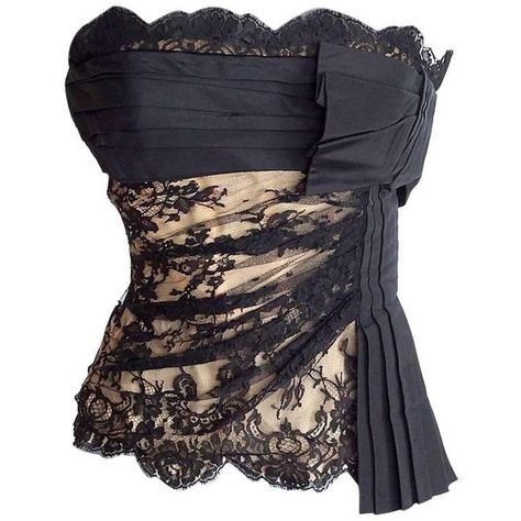 Valentino Black Lace Over Nude Signature Bow Bustier Top ($875) ❤ liked on Polyvore featuring tops, lacy top, pleated top, lace bustier, bustier tops and lace top Black Lace Bustier, Valentino Top, Top Bustier, Diy Wedding Dress, Lacy Tops, Valentino Black, Lace Bustier, Embroidery Designs Fashion, Bustier Top