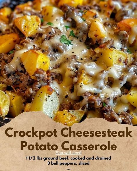 Crockpot Cheesesteak, Philly Cheese Steak Casserole, Slow Cooker Casserole, Hearty Casseroles, Potatoe Casserole Recipes, Philly Cheesesteak, Ground Beef Recipes For Dinner, Recipes Crockpot, Easy Casserole Recipes