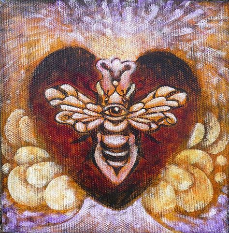 Bee Paintings Animals, Logo Bee, Buzzy Bee, Shibori Fabric, I Love Bees, Heart Center, Birds And The Bees, Bee's Knees, Fence Art