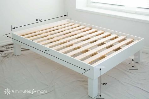 Full Bed Frame Diy, Wooden Bed Frame Diy, Homemade Bed Frame, Diy Bed Frame Plans, Queen Bed Frame Diy, Basic Bed Frame, Making A Bed Frame, Wood Bed Frame Diy, Homemade Beds