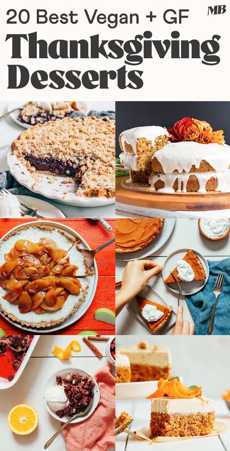 Our BEST vegan + gluten-free Thanksgiving desserts that everyone will LOVE (even those without dietary restrictions)! Pies, cheesecakes, fruit crisps & more! Gf Thanksgiving, Gluten Free Desserts Thanksgiving, Wfpb Vegan, Pumpkin Dessert Recipes, Vegan Apple Crisp, Pumpkin Swirl Cheesecake, Baked Cinnamon Apples, Vegan Cream Cheese Frosting, Vegan Pudding