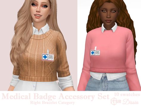 Sims 4 Medical Accessory, Sims 4 Medical Cc, Alpha Cc, Sims 4 Black Hair, Sims 4 Cas Mods, Sims 4 Family, Doctor Outfit, Medical Badge, Sims 4 Expansions