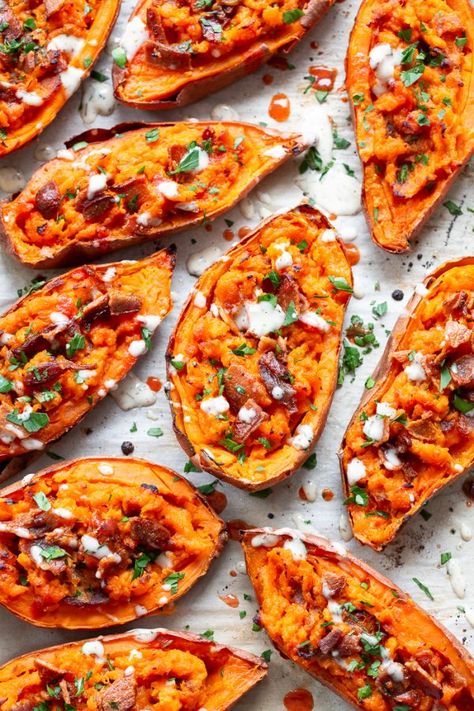 Paleo Appetizer Recipes, Sweet Potato Sliders, Paleo Running Momma, Paleo Appetizers, Sweet Potato Skins, Loaded Sweet Potato, Yummy Sweet Potatoes, Sweet Potato Hash, Superbowl Snacks