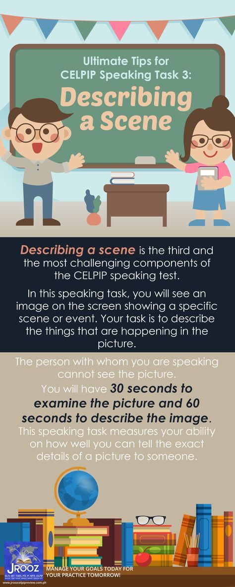 Ultimate Tips for CELPIP Speaking Task 3: Describing a Scene  Describing a scene is the third and the most challenging components of the CELPIP speaking test. In this speaking task, you will see an image on the screen showing a specific scene or event. Your task is to describe the things that are happening in the picture. The person with whom you are speaking cannot see the picture. Celpip Speaking, Speaking Test, Describing Words, American English, Story Time, Writing Tips, Learn English, The Things, Things That