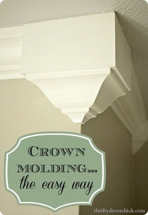 DIY Home Improvement Projects On A Budget - Add Crown Molding - Cool Home Improvement Hacks, Easy and Cheap Do It Yourself Tutorials for Updating and Renovating Your House - Home Decor Tips and Tricks, Remodeling and Decorating Hacks - DIY Projects Easy Crown Molding, Thrifty Decor Chick, Home Improvement Loans, Home Repairs, Crown Molding, Boho Home, Diy Home Improvement, Home Repair, Home Decor Tips