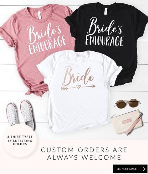 Bachelorette Party Shirts, Bridesmaid Shirt, Bridal Party Shirts, Brides Entourage Shirts, Bachelorette Party Shirt, Bridal Party Shirts. Ideas of custom bachelorette party shirts and tanks for every squad. A unique set of bachelorette shirts for the bride and bridesmaid for a fun girls weekend Vegas Bachelorette Party Shirts, Bachelorette Shirts Beach, Bridal Party Tshirts, Big Little Sorority Shirts, Funny Bachelorette Shirts, Bachelorette Party Shirts Funny, Bachelorette Party Tshirts, Bride Squad Shirt, 21st Birthday Shirts