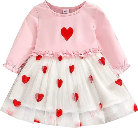 Amazon.com: 0 Months 2t 3t Newborn Infant Baby Boys Cotton Polka Dot Bow Tie Autumn Long Sleeve Princess Girls (Red-C, 12-18 Months): Clothing, Shoes & Jewelry Girls Valentine Dresses, Girls Tennis Dress, Heart Prints, Girls Red, Girl Princess Dress, Princess Girl, Girls Dresses Summer, Tennis Dress, Toddler Kids