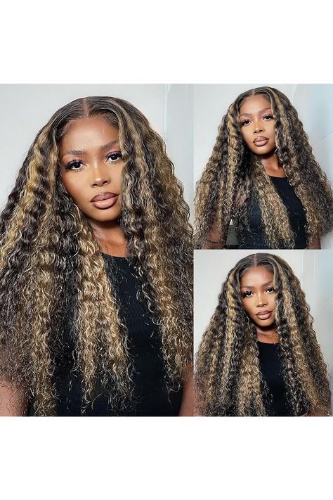 18 Inch Highlight Ombre Curly Lace Front Wig Human Hair 13x4 Hd Lace Balayage?Deep Wave Wig Pre Plucked with Baby Hair for Woman #1b/27 Black With Blonde Colored Glueless Wig 150% Density Black With Blonde, Deep Wave Wig, Ombre Lace Front, Wave Wig, Curly Lace Front Wigs, Wig Human Hair, Black Wig, Balayage Highlights, Hair Tutorials