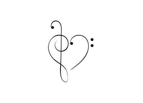 Treble And Bass Clef Heart, Treble Clef Tattoo Unique, Treble Clef Heart Tattoo, Clef Heart Tattoo, Bass And Treble Clef, Music Note Tattoos, 2025 Tattoo, Little Tattoo Ideas, Clef Tattoo