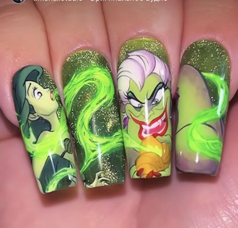 "🎨✨ Discover the unique world of nail art with me, a passionate self-taught nail artist from Bulgaria. I bring your favorite childhood cartoons, iconic movie scenes, popular snack brands, and more to life, right on my nails! Each design, meticulously hand-painted, represents hours of dedication #NailArt #PopCultureNails #DIYNailDesigns #MovieNails #CartoonNails #SnackNails #Handpainted #NailArtist #BulgarianArt #TVSeriesNails #GameNails" Nail Art Dessin, Iconic Movie Scenes, Little Mermaid Nails, Rounded Acrylic Nails, Character Nails, Nails Disney, Disney Inspired Nails, Disney Acrylic Nails, Childhood Cartoons