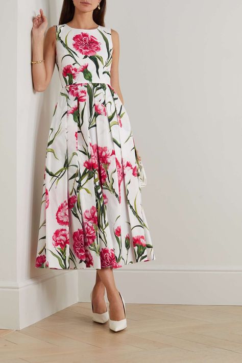 Vintage Midi Dresses, Mob Dresses, Dolce Gabbana Dress, Mode Casual, Fashionista Clothes, Cotton Midi Dress, Pink Midi Dress, Western Dresses, Classy Dress