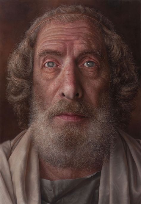 Hyperrealistic Portraits Using Acrylic Paint Homer Poet, Neo Rauch, Hyperrealistic Drawing, Christopher Hitchens, Hyper Realistic Paintings, Ian Mckellen, Painting Words, Realistic Paintings, Using Acrylic Paint