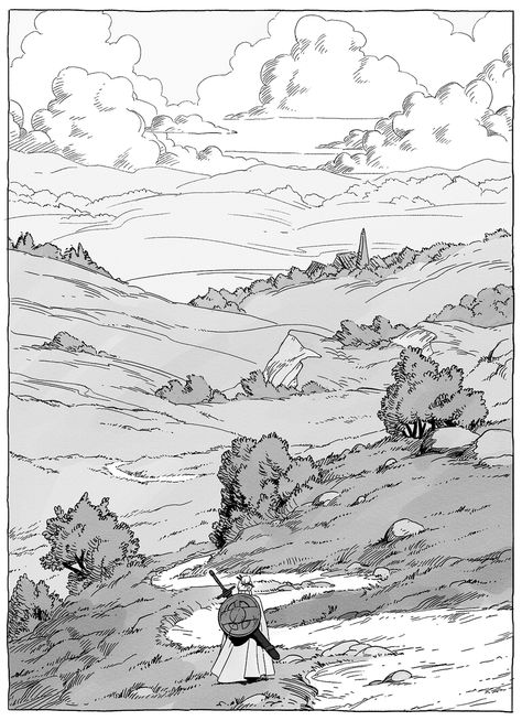 Ink Landscape Drawing, Landscape Ideas Drawing, Background Drawing Ideas, Draw Landscape, Manga Background, Drawing Still Life, Environment Sketch, Magical Sky, Floating Islands