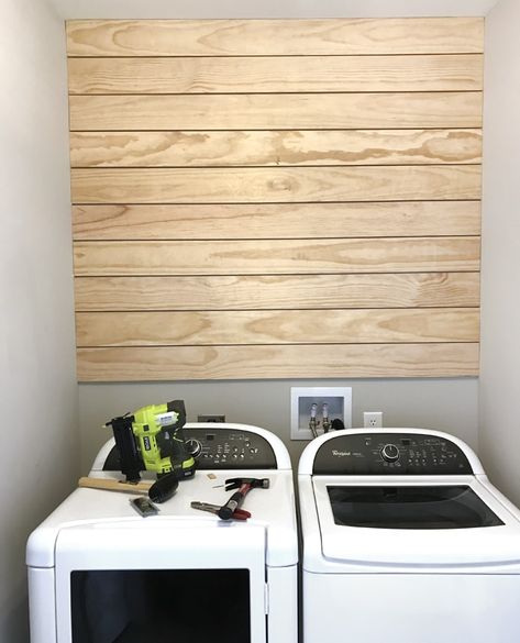 Laundry Room Shiplap, Modern Shiplap, Bathroom Wood Shelves, Diy Shelving, Diy Wood Stain, Diy Wood Wall, Diy Wood Shelves, Room Storage Diy, Wood Shelving