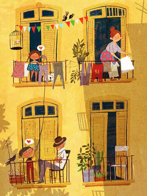 Sara Palacios Mid Century Illustration, Art Mignon, Picture Books Illustration, Book Illustration Art, Animal Illustrations, House Illustration, Illustration Vintage, Art Et Illustration, Art And Illustration