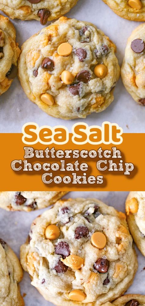 Best Ever Butterscotch Chocolate Chip Cookies Butterscotch Chocolate Chip Cookies, Butterscotch Recipes, Chocolate Chip Cookies Recipe, Recipes Yummy, Cookie Bar Recipes, Snacks Recipes, Yummy Sweets, Cookies Recipes Christmas, How Sweet Eats