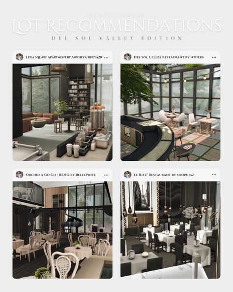 Sims 4 Paris Apartment, Sims Luxury House, Sims 4 Restaurant Download, Sims World Ideas, Sims 4 Boutique Build, Sims 4 Rooftop Restaurant, Sims 4 Cc Mansion Furniture, Sims 4 Shopping Mall, Ts4 Lots