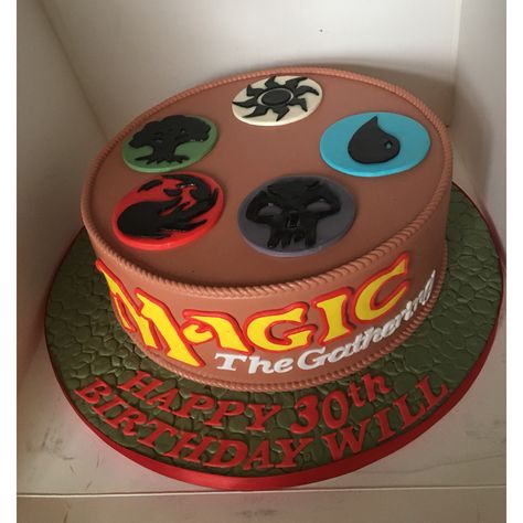 Magic The Gathering Cake Birthdays, Magic The Gathering Cookies, Nerdy Cake Ideas, Magic The Gathering Cake Ideas, Nerdy Birthday Cakes, Magic The Gathering Birthday Party, Mtg Cake, Magic The Gathering Party, Mtg Birthday