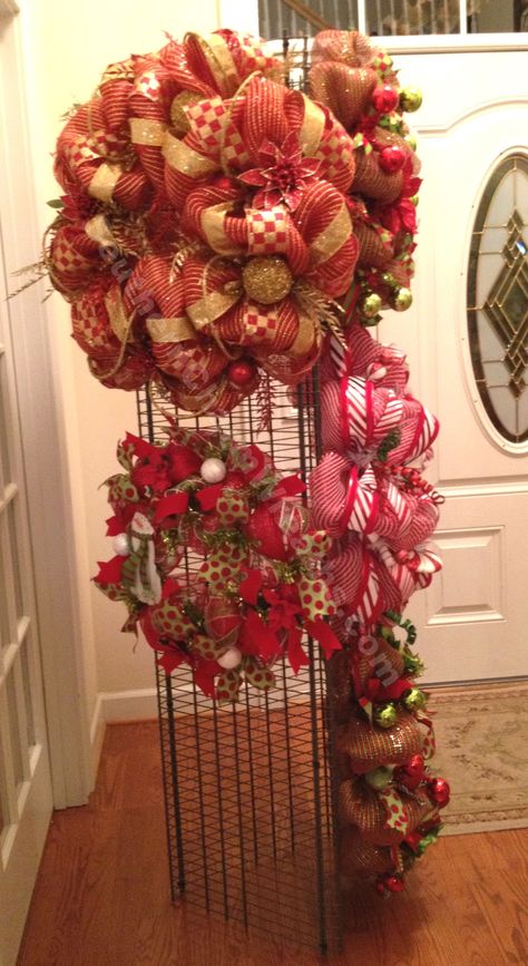 How To Make A Wreath Craft Show Display or Storage | Southern Charm Wreaths Pegboard Display Ideas, Storing Wreaths, Wreath Display, Closet Maid, Craft Fair Booth Display, Craft Show Booths, Wreath Stand, Craft Show Booth, Wreath Storage