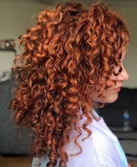 Keracolor on Instagram: “CURLS + COPPER = a match made 🧡 ⠀⠀⠀⠀⠀⠀⠀⠀⠀ @quirkycurlsbylm uses Copper Color+Clenditioner to help keep her copper fresh and a little more…” Copper Curls Naturally Curly, Copper On Brown Hair, Auburn Balayage Copper, Copper Balayage Curly Hair, Copper Highlights On Brown Hair Curly, Curly Copper Hair, Copper Curly Hair, Copper Highlights On Brown Hair, Copper Curls