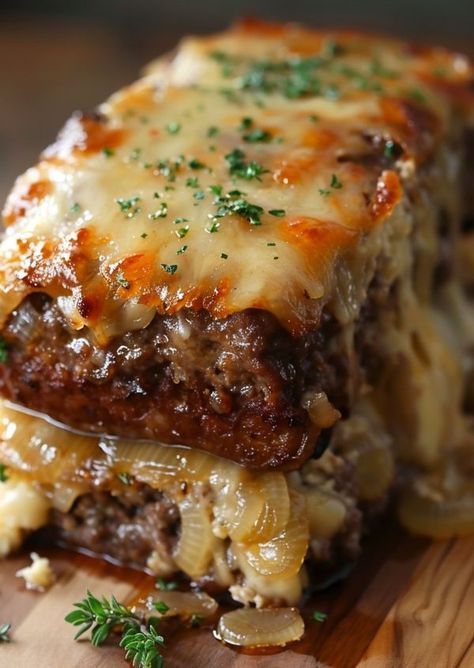 French Onion Meatloaf, Crockpot Meatloaf, Diner Recept, Grandmas Recipes, Beef Casserole, Beef Recipes Easy, Crockpot Recipes Slow Cooker, Meatloaf Recipes, Swiss Cheese