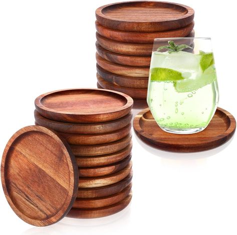 Amazon.com: 20 Pieces Wooden Drink Coasters Bulk 5 Inch Natural Acacia Wood Cup Coaster Set Stackable Reusable Coasters for Coffee Tabletop Protection for Any Kind of Cups, Housewarming Gifts Home Bar Table Decor : Home & Kitchen Bar Table Decor, Home Bar Table, Salad Cheese, Wood Cup, Cheese Burgers, Water Rings, Coffee Coasters, Round Coasters, Table Coasters