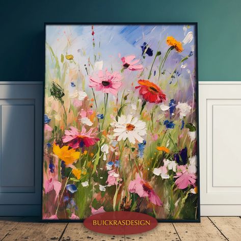 Яркие летние полевые цветы ART PRINT Розовые оттенки и - Etsy UK Beautiful Meadow, Summer Wildflowers, Meadow Flowers, Acrylic Flowers, Paper Poster, Flower Art Painting, Print Pink, Paper And Ink, Art Abstrait