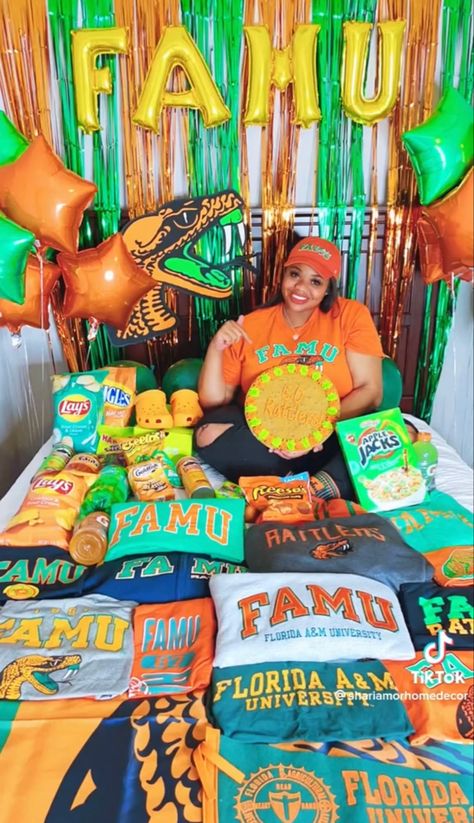 Hbcu Bed Party, Famu College Acceptance, Famu Graduation Party, Hbcu Decision Day, College Announcement Ideas, Famu College Aesthetic, Hbcu Dorm Ideas, Hbcu Party, Hbcu Aesthetic