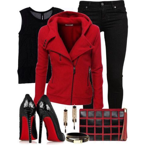 Biker Chick Style, Biker Fashion, Mode Rock, Biker Chic, Linen Tank, Red Fleece, Biker Chick, Bike Style, Holiday Outfit