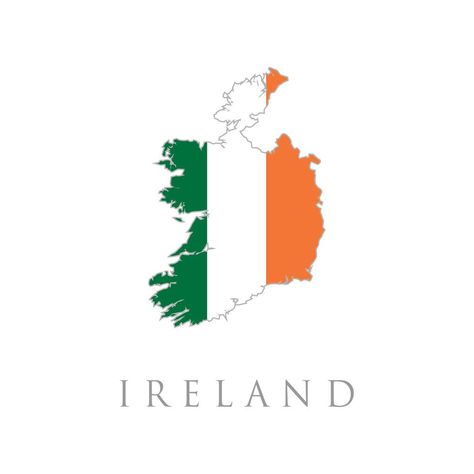 Simple Map Of Ireland With Flag Isolated On White Background. Vector Illustration. Ireland detailed map with flag of country. Map of the Republic of Ireland with national flag Ireland Instagram Highlight Icon, Ireland Map Illustration, Ireland Flag Aesthetic, Flags Aesthetic, Ireland Facts, Country Flags Icons, World Country Flags, Ireland Aesthetic, Map Of Ireland