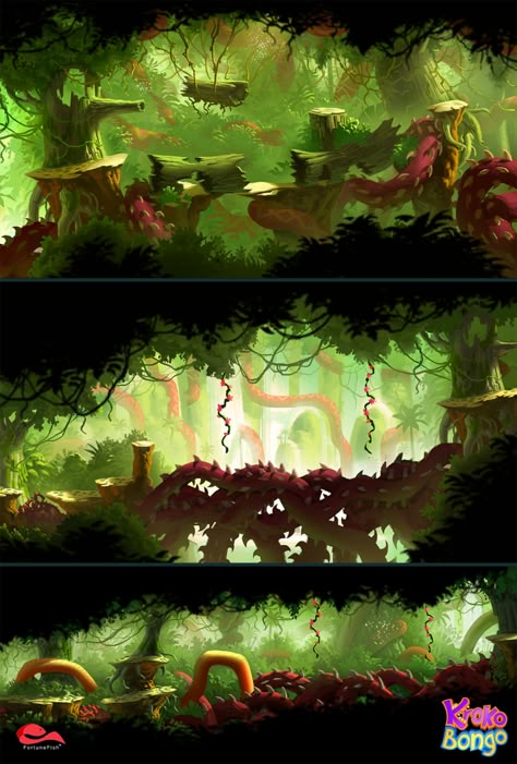 ArtStation - Kroko Bongo Concept Art, Alex Speed Origami Game, 2d Game Background, Game Level Design, Forest Games, Platformer Game, Prince Clothes, Game 2d, Plant Crafts, 2d Game Art