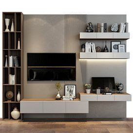 TV wall - set 0200 Tv Wall Units, Wall Tv Stand, Led Unit, Tv Unit Interior Design, Wall Tv Unit Design, Tv Shelf, Book Cabinet, Tv Wall Decor, Wall Units