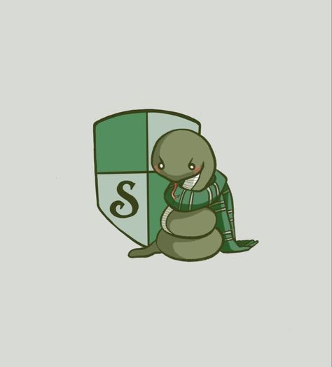 !! credits to the original artist !! (artist wasnt tagged in original post) Cute Slytherin Snake, Slytherin Illustration, Slytherin Doodles, Cute Harry Potter Drawings, Cute Slytherin, Slytherin Logo, Foto Kart, Naomi Lord, Slytherin Snake