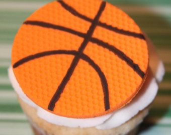 Fondant cupcake toppers Basketball Sports Cupcakes, Toppers Basketball, Frozen Fondant, Ball Cupcakes, Basketball Cupcakes, Sport Cupcakes, Fondant Cupcake Topper, Basketball Cake, Novelty Birthday Cakes