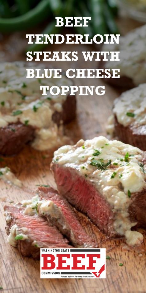 Creamy Blue Cheese Sauce For Steak, Blue Cheese Topping For Steak, Blue Cheese For Steak, Blue Cheese Steak Topping, Blue Cheese Steak Sauce, Cheese Sauce For Steak, Blue Cheese Steak, Beef Tenderloin Steaks, Steak Ideas