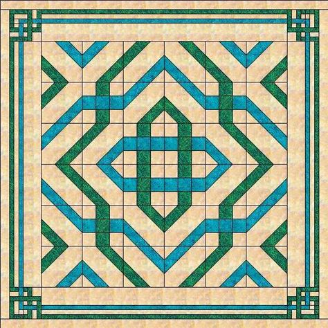 Celtic Knot quilt with a Celtic Knot border.  The Celtic Knot quilt class is happening at Carellan in Winnipeg. I'll post the date once it is set. Celtic Knot Quilt, Celtic Knot Border, Knot Quilt, Celtic Weave, Whole Cloth Quilts, Celtic Design, Quilting Inspiration, Quilt Designs, Celtic Designs