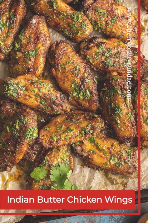 Middle Eastern Chicken Wings, Curry Chicken Wings, Butter Chicken Wings Recipe, Veggie Salad Recipes, Chicken Wing Recipes Fried, Chicken Wing Sauces, Indian Butter Chicken, Grilled Chicken Wings, Chicken Masala