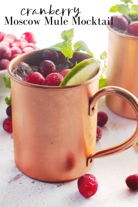 5 minutes · Vegetarian · Serves 1 · This Cranberry Moscow Mule Mocktail is refreshing and full of flavor and an alcohol free drink perfect for dry January. #mocktails #moscowmule #dryjanuary #alchoholfreedrinks #mocktailrecipes Mule Mocktail Recipe, Cranberry Moscow Mule, Cranberry Mocktail, Alcohol Free Cocktails, Moscow Mule Recipe, Mule Recipe, Festive Appetizers, Alcohol Free Drinks, Healthy Holiday Recipes