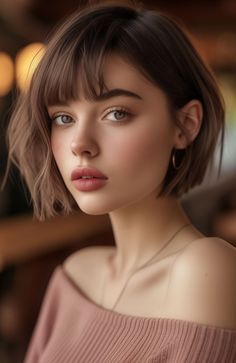 Haircute Style, French Bob Fine Hair, Dark Blonde Bob, French Bob With Bangs, Side Bangs Bob, French Bob Haircut, Haircut Ideas Brown Hair, Dark Blonde Bobs, Blond Bob