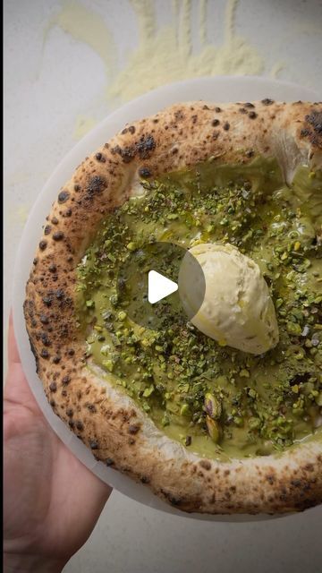 The Pizza Pilot on Instagram: "Pistachio, EVOO, Sea Salt  You know I love a dessert pizza. It’s been a while since I’ve done a pistachio one but had to after picking up some Veggy Duck pistachio crema - this stuff is incredible. Also, who’d have thought a little drizzle of fruity olive oil and a pinch of sea salt would work so well on a dessert??? It really does though.   A scoop of Gelato goes so well here too. Can’t recommend this enough.  -Pistachio Crema -Crushed Pistachios -Pistachio Gelato @remeogelato  -EVOO -Sea Salt @maldon  Blind baked in @gozney Arc XL at 470C before topping.  Reel showing this on the way!!  #pizza #food #foodporn #pizzatime #foodie #pizzalover #instafood #italianfood #pizzeria #pizzalovers #yummy #foodblogger #delicious #foodphotography #foodlover  #foodstagram Pistachio Crema, Pistachio Pizza, Woodfire Pizza, Crushed Pistachios, Pistachio Gelato, Pistachio Butter, Pizza Food, Dessert Pizza, Pizza Lovers